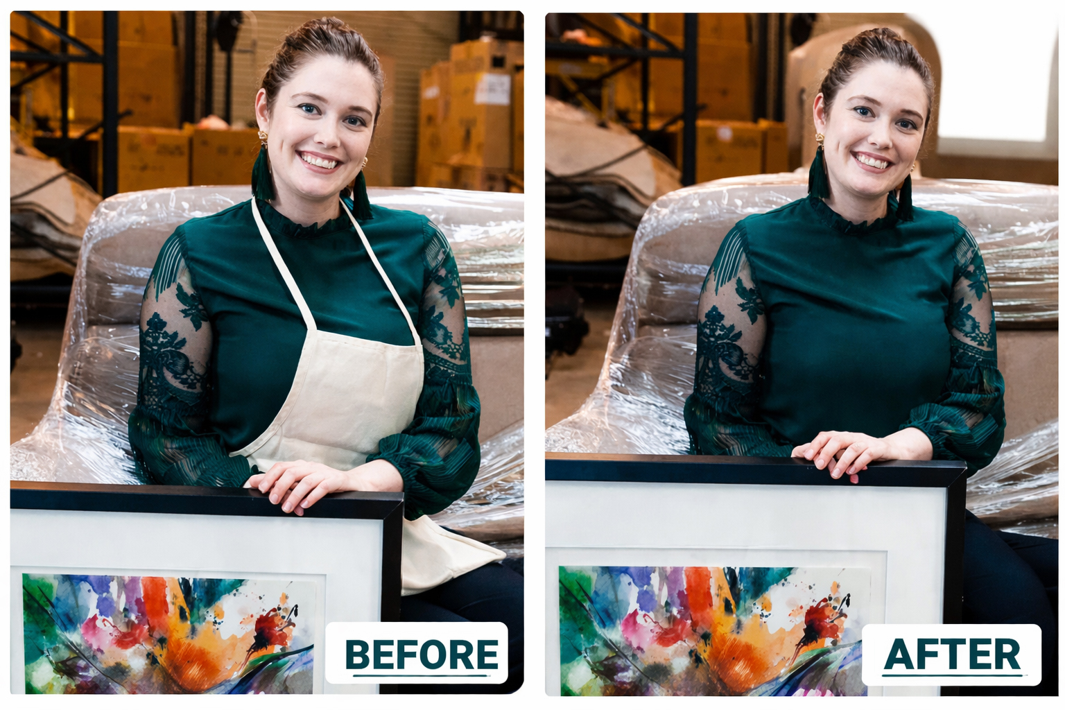 Professional Retouching before and after example by Photographer's Edit Studio