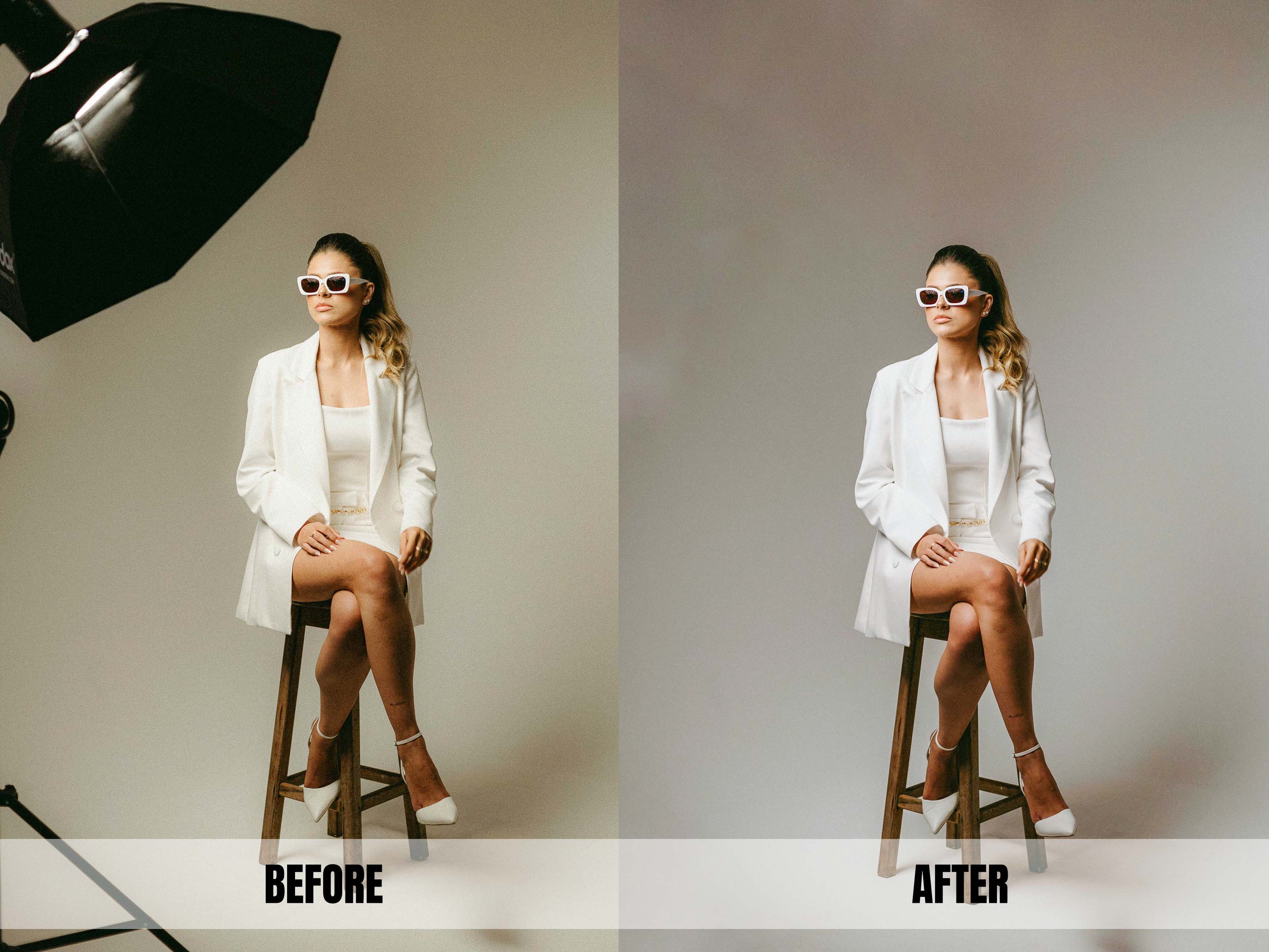 Professional Retouching before and after example by Photographer's Edit Studio